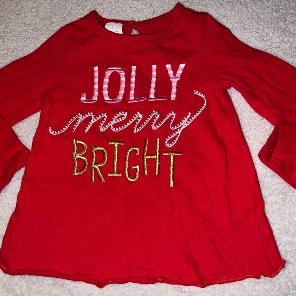 Mud Jolly Merry Bright Christmas Kids Toddler Top & Pants Set Size 2T - Picture 2 of 8
